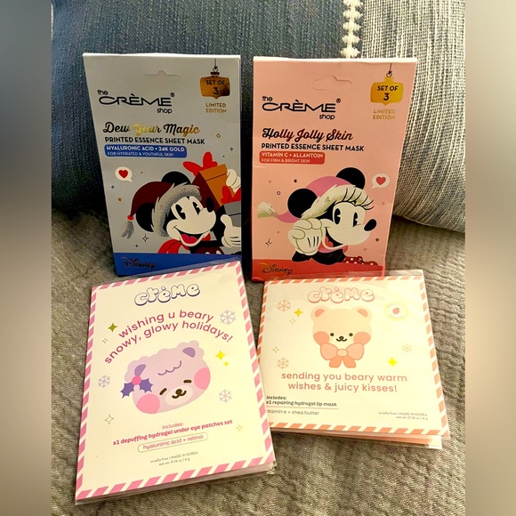 Disney Other - The Crème Shop-2 sets of 3 Disney face masks, lip mask and under eye patches set